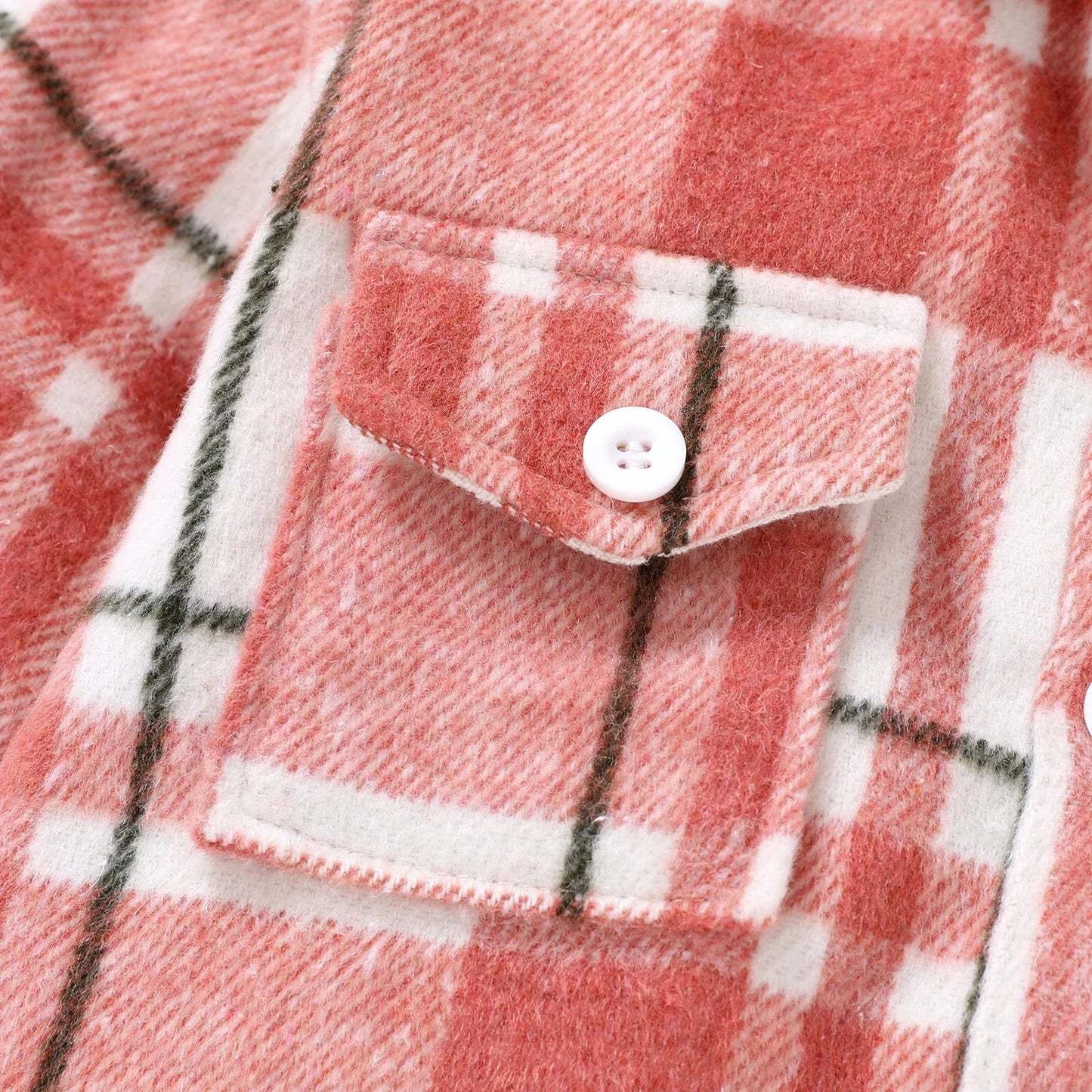 Baby Boys Girls Clothes 18M-6T Autumn/Winter Long Sleeve Coat Flannel Stand Collar Plaid Shirt Button Red Boys and Girls Coat