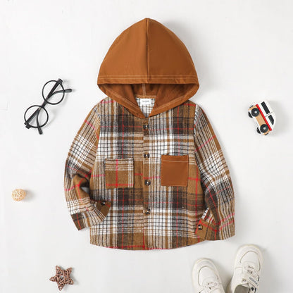Baby Toddler Boys Long Sleeve Shirt Flannel Buffalo Plaid Shirts Button down Jacket Top Outfit Fall Winter Clothes