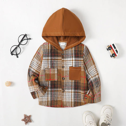 Baby Toddler Boys Long Sleeve Shirt Flannel Buffalo Plaid Shirts Button down Jacket Top Outfit Fall Winter Clothes