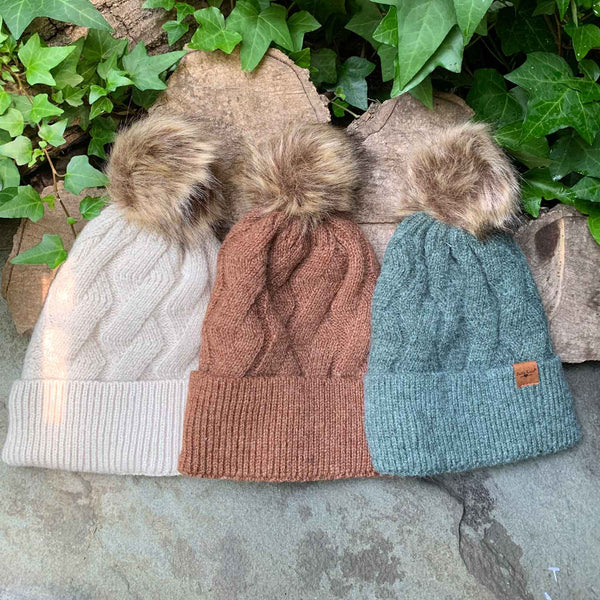 Fleece-Lined Pom Hats