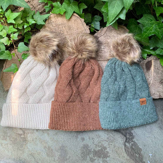 Fleece-Lined Pom Hats