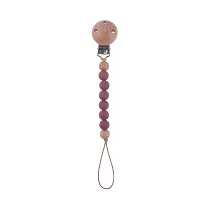 New Design Food Grade Pacifier Teether Silicone Baby Pacifier Clip Ring Wood Teether Clip Diy Beech Wood Pacifier Clip