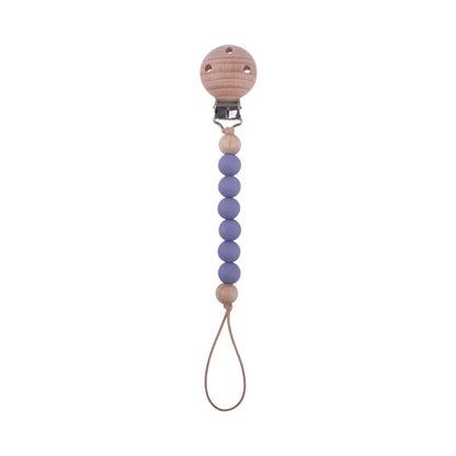 New Design Food Grade Pacifier Teether Silicone Baby Pacifier Clip Ring Wood Teether Clip Diy Beech Wood Pacifier Clip