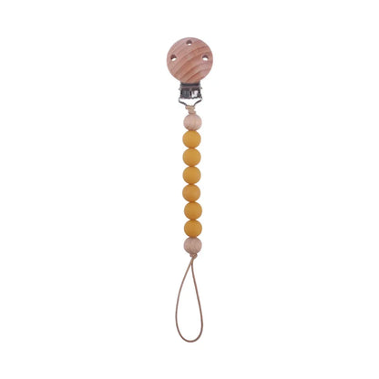 New Design Food Grade Pacifier Teether Silicone Baby Pacifier Clip Ring Wood Teether Clip Diy Beech Wood Pacifier Clip