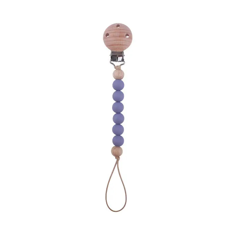 New Design Food Grade Pacifier Teether Silicone Baby Pacifier Clip Ring Wood Teether Clip Diy Beech Wood Pacifier Clip