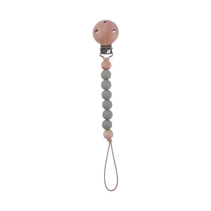 New Design Food Grade Pacifier Teether Silicone Baby Pacifier Clip Ring Wood Teether Clip Diy Beech Wood Pacifier Clip