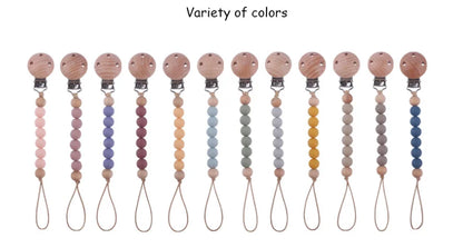 New Design Food Grade Pacifier Teether Silicone Baby Pacifier Clip Ring Wood Teether Clip Diy Beech Wood Pacifier Clip