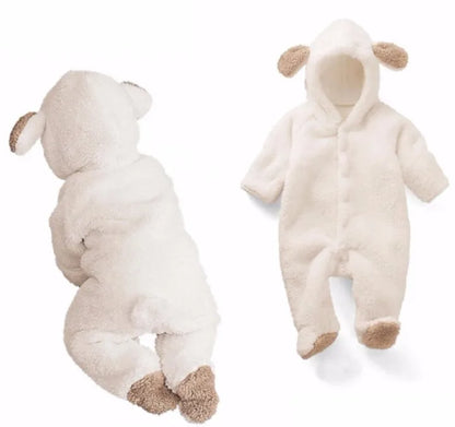 Newborn Baby Rompers Autumn Winter Warm Fleece Baby Boys Costume Baby Girls Clothing Animal Overall Baby Jumpsuits