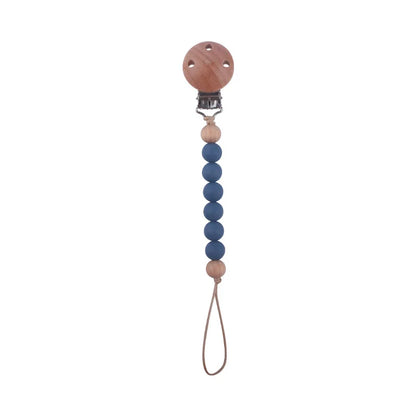 New Design Food Grade Pacifier Teether Silicone Baby Pacifier Clip Ring Wood Teether Clip Diy Beech Wood Pacifier Clip