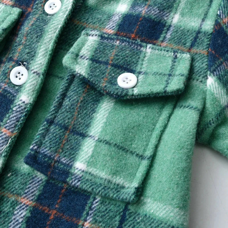 Newborn Uniex Baby Boys Girls Long Sleeve Flannel Shirts Single Breasted Lapel Blouse Tops Toddler Infant Clothes