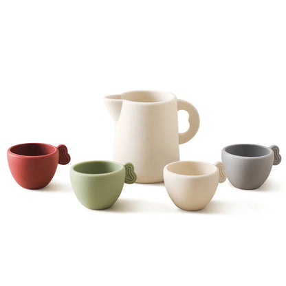 Pretend Play Tea Set Play Kitchen Accessories 9Pcs/10Pcs Wooden Tea Set Afternoon Tea Set for 3 4 5 Years Old Girls and Boys