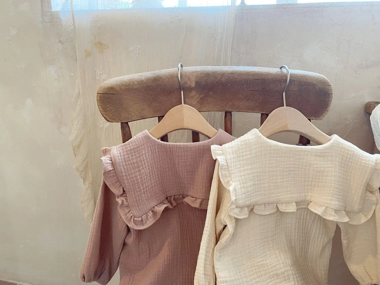 2Pcs Newborn Baby Girls Clothes Organic Cotton Ruffled Collar Lapel Long Sleeve Shirt Top + Bread Pants Korean Casual Clothing
