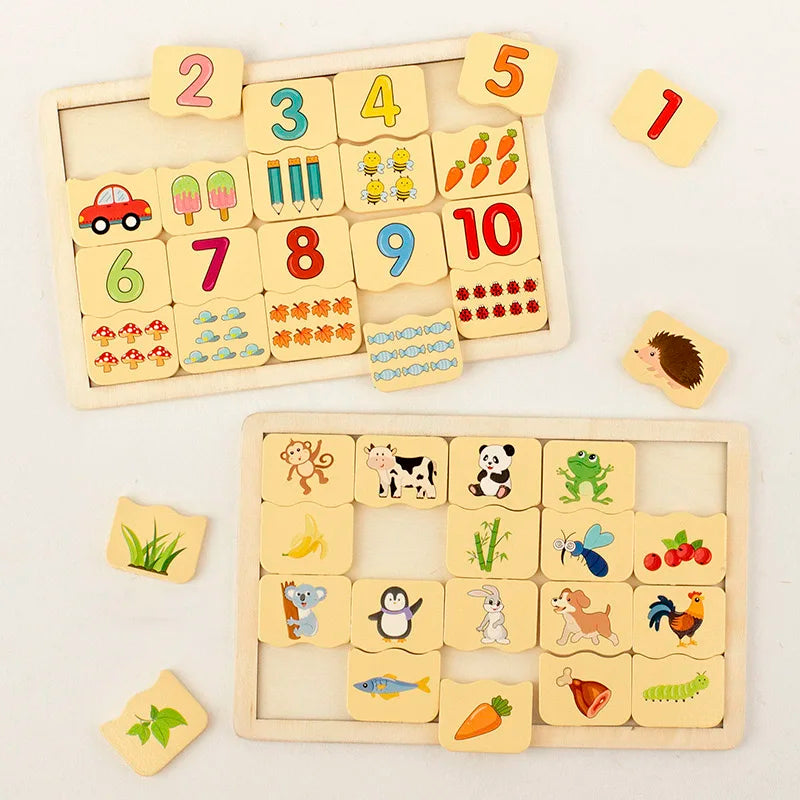 Kids Number Animal Cognitive Matching Puzzle