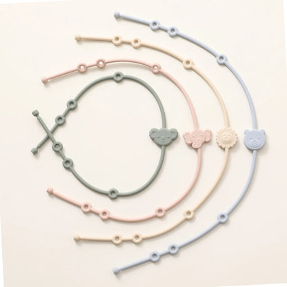6Pcs Baby Silicone Toys Straps ,Cartoon Animal Shape Anti-Lost Adjustable Pacifier Chain for for Strollers, High Chairs