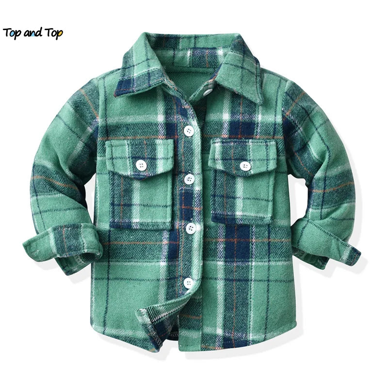 Newborn Uniex Baby Boys Girls Long Sleeve Flannel Shirts Single Breasted Lapel Blouse Tops Toddler Infant Clothes