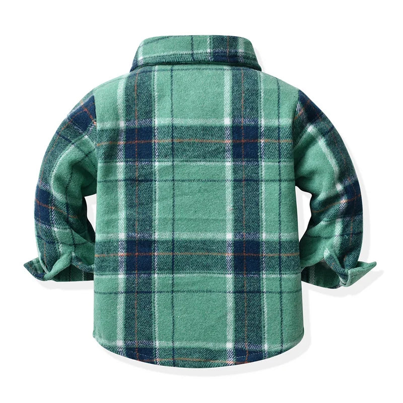 Newborn Uniex Baby Boys Girls Long Sleeve Flannel Shirts Single Breasted Lapel Blouse Tops Toddler Infant Clothes