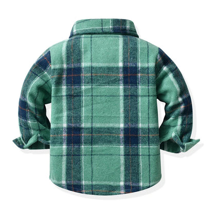 Newborn Uniex Baby Boys Girls Long Sleeve Flannel Shirts Single Breasted Lapel Blouse Tops Toddler Infant Clothes