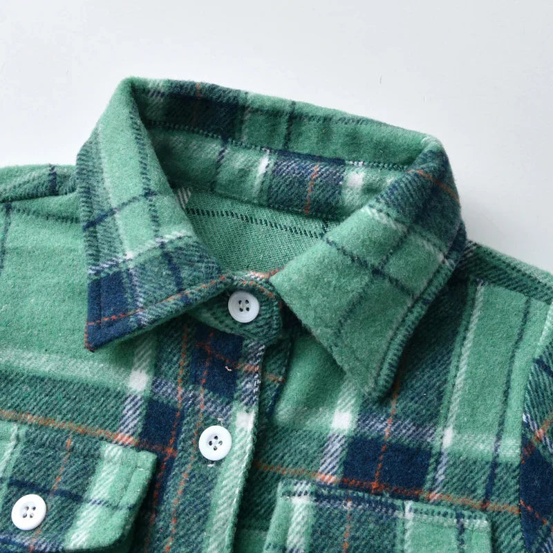 Newborn Uniex Baby Boys Girls Long Sleeve Flannel Shirts Single Breasted Lapel Blouse Tops Toddler Infant Clothes