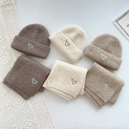 Love Heart Embroidery Baby Knit Hats