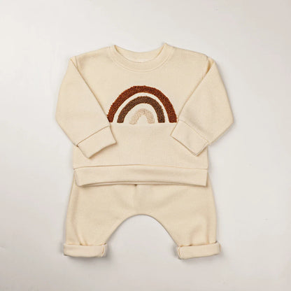Europe Baby Cotton Knit Clothing Sets Kids Boys Girls Spring Clothes Loose Tracksuit Pullovers Tops+Pants 2PCS Outfits