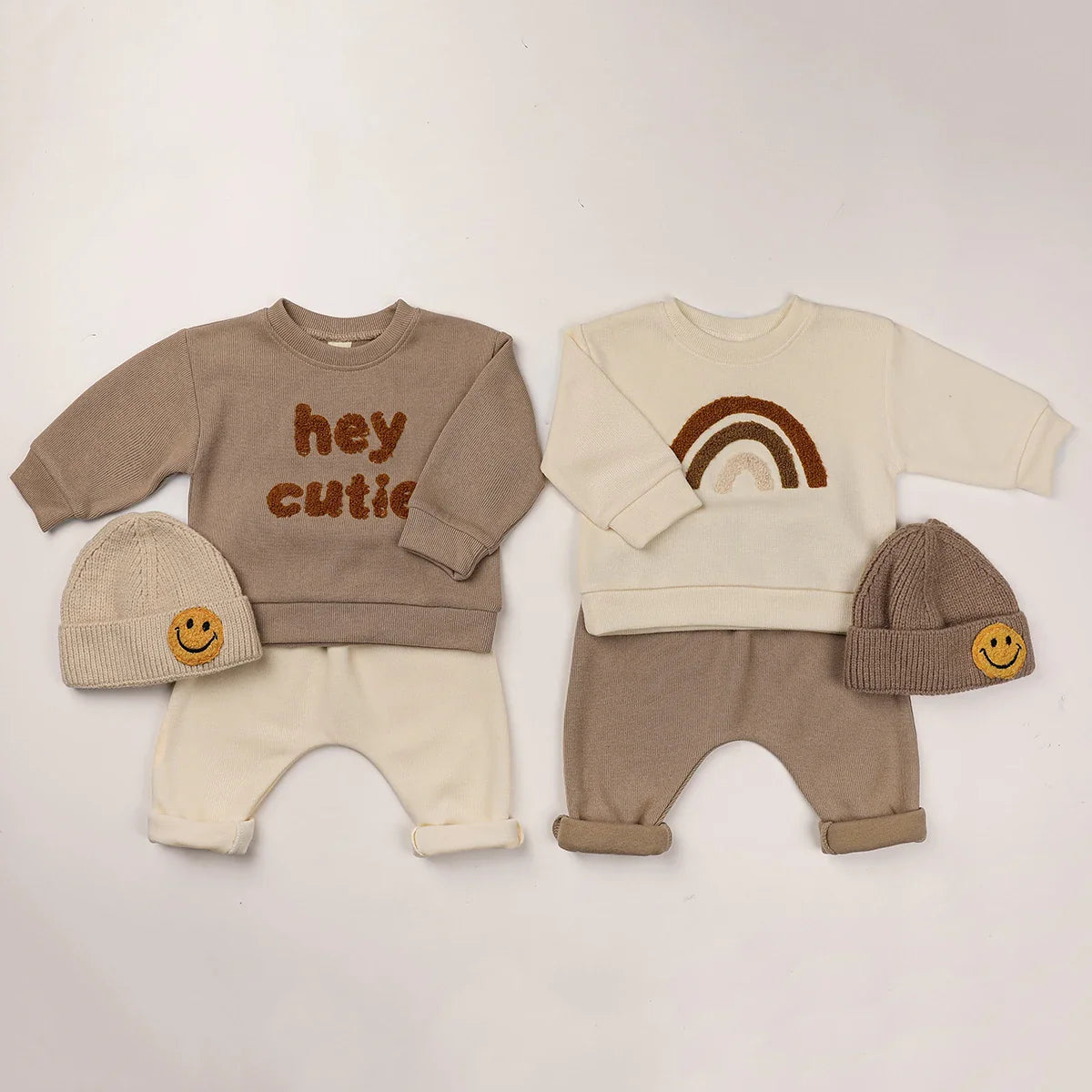 Europe Baby Cotton Knit Clothing Sets Kids Boys Girls Spring Clothes Loose Tracksuit Pullovers Tops+Pants 2PCS Outfits