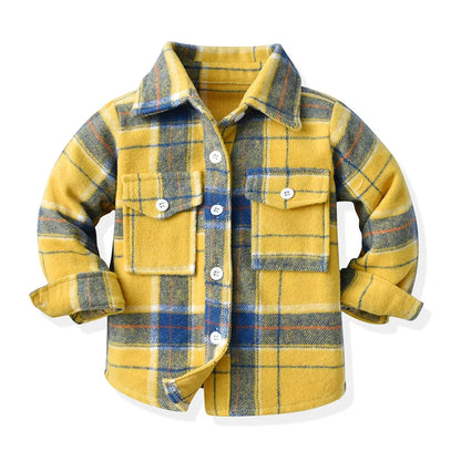 Newborn Uniex Baby Boys Girls Long Sleeve Flannel Shirts Single Breasted Lapel Blouse Tops Toddler Infant Clothes