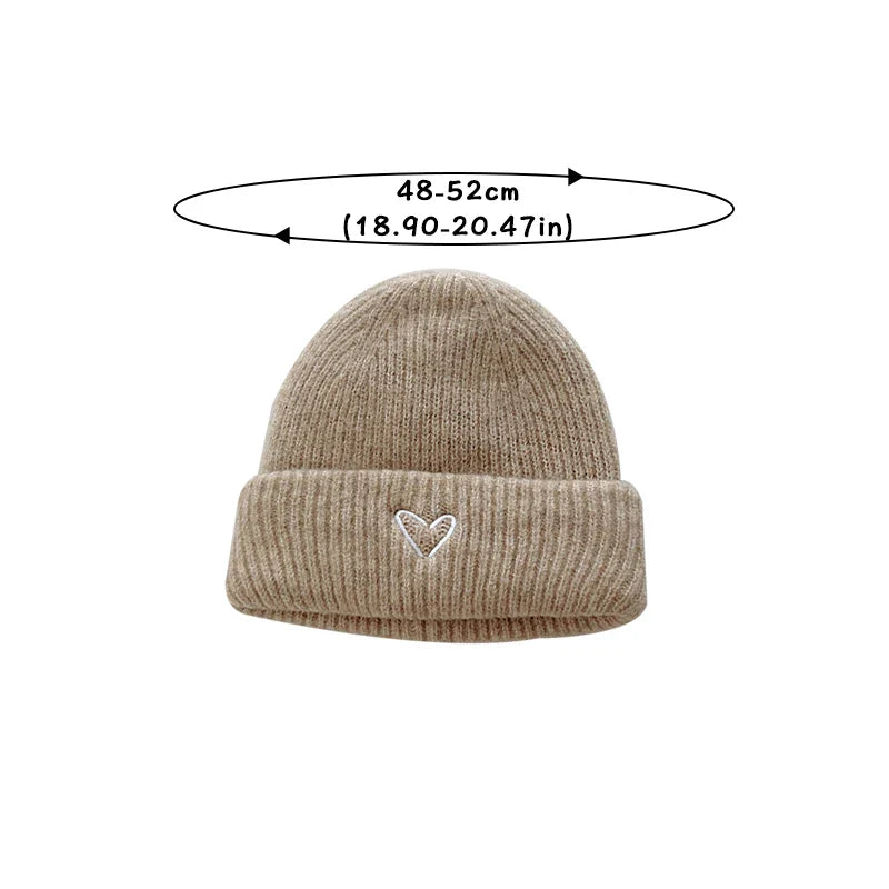 Love Heart Embroidery Baby Knit Hats