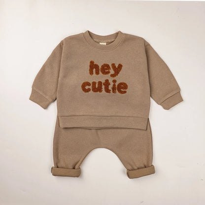 Europe Baby Cotton Knit Clothing Sets Kids Boys Girls Spring Clothes Loose Tracksuit Pullovers Tops+Pants 2PCS Outfits