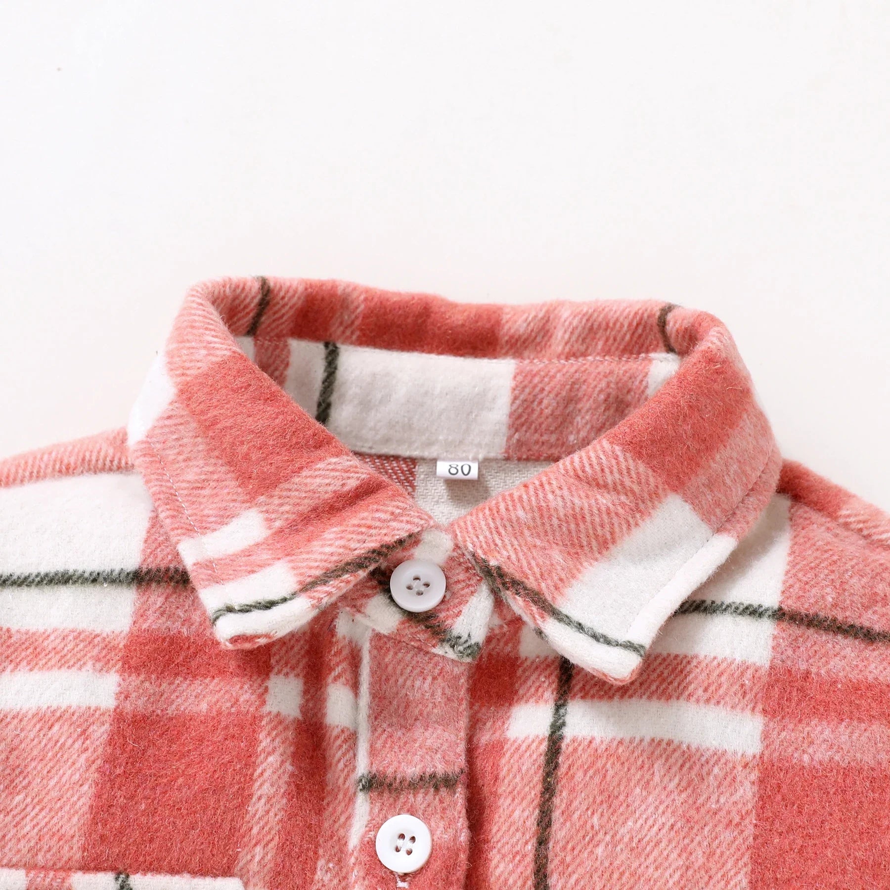 Baby Boys Girls Clothes 18M-6T Autumn/Winter Long Sleeve Coat Flannel Stand Collar Plaid Shirt Button Red Boys and Girls Coat