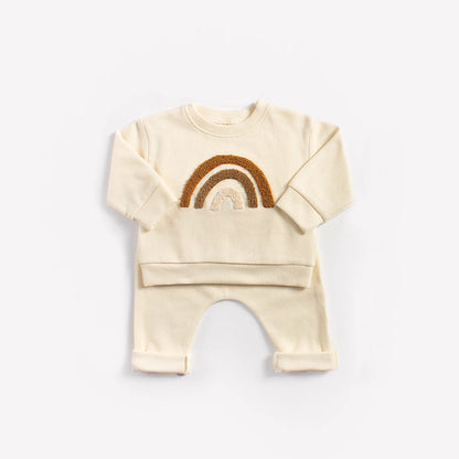 Europe Baby Cotton Knit Clothing Sets Kids Boys Girls Spring Clothes Loose Tracksuit Pullovers Tops+Pants 2PCS Outfits