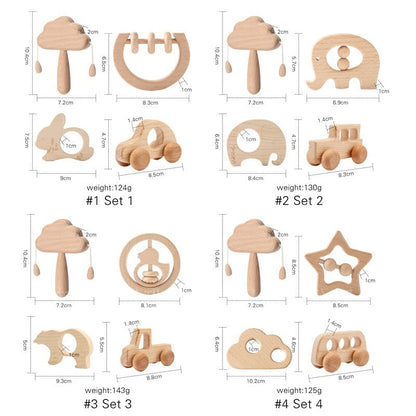 Wooden Cloud Rattle Set